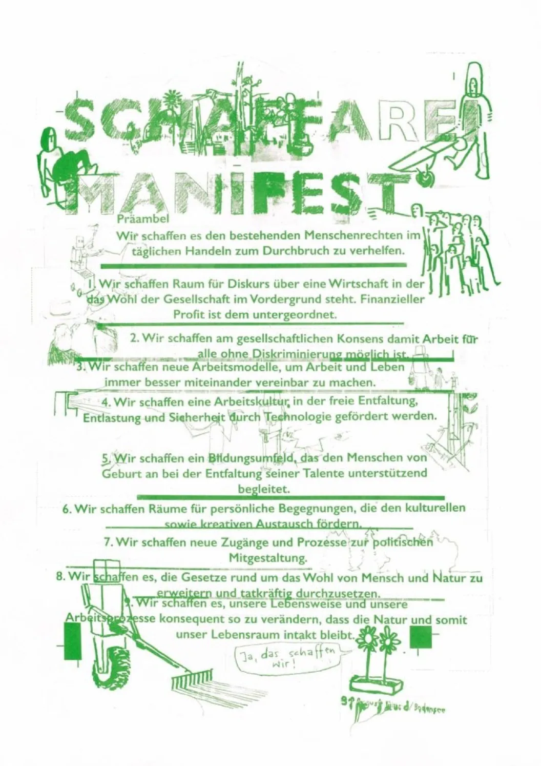 Plakat Schaffarei Manifest Zukunft der Arbeit