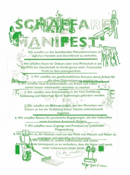 Plakat Schaffarei Manifest Zukunft der Arbeit