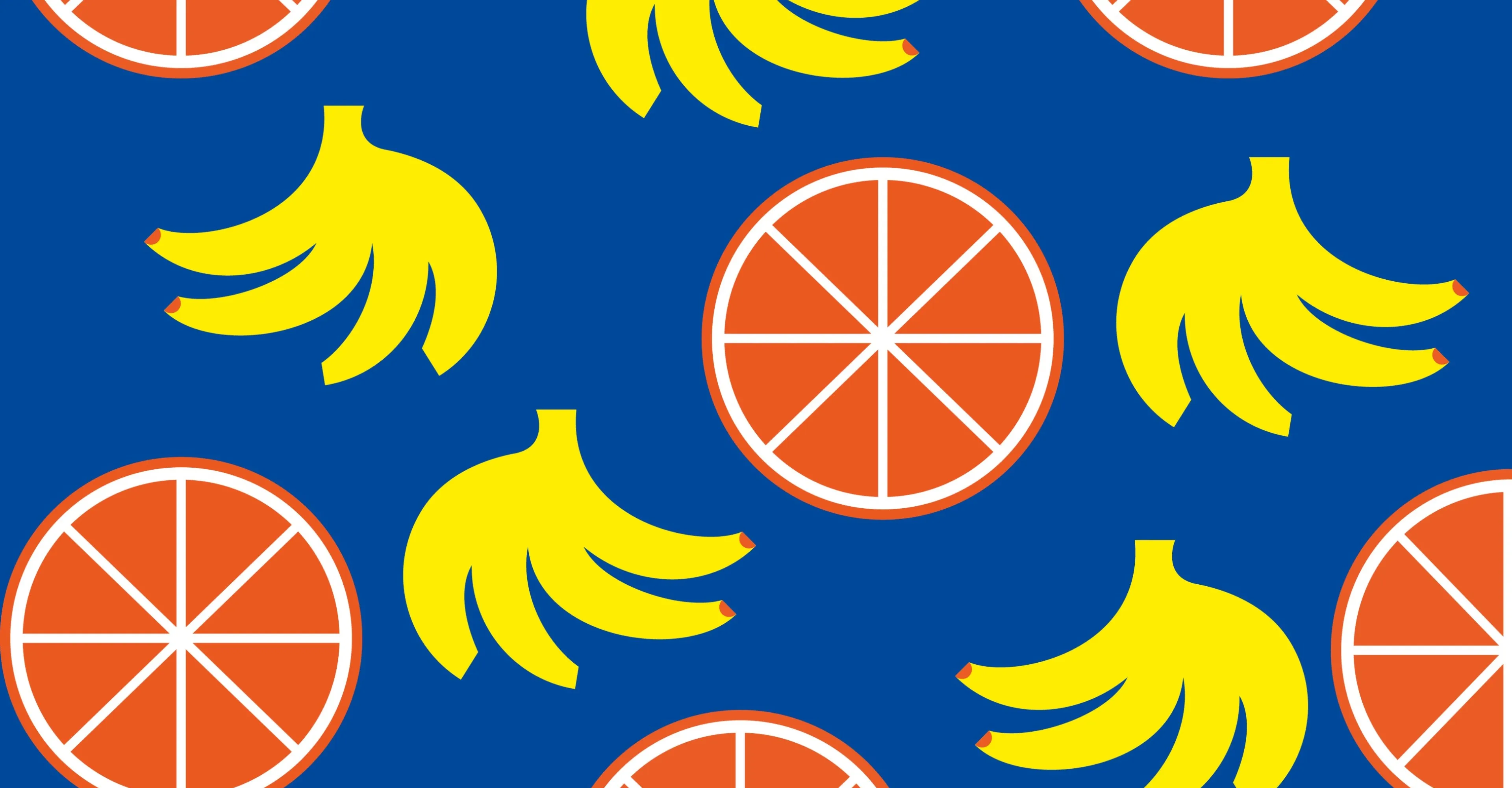 Festival 2025 Bananen und Orangen Muster als Banner