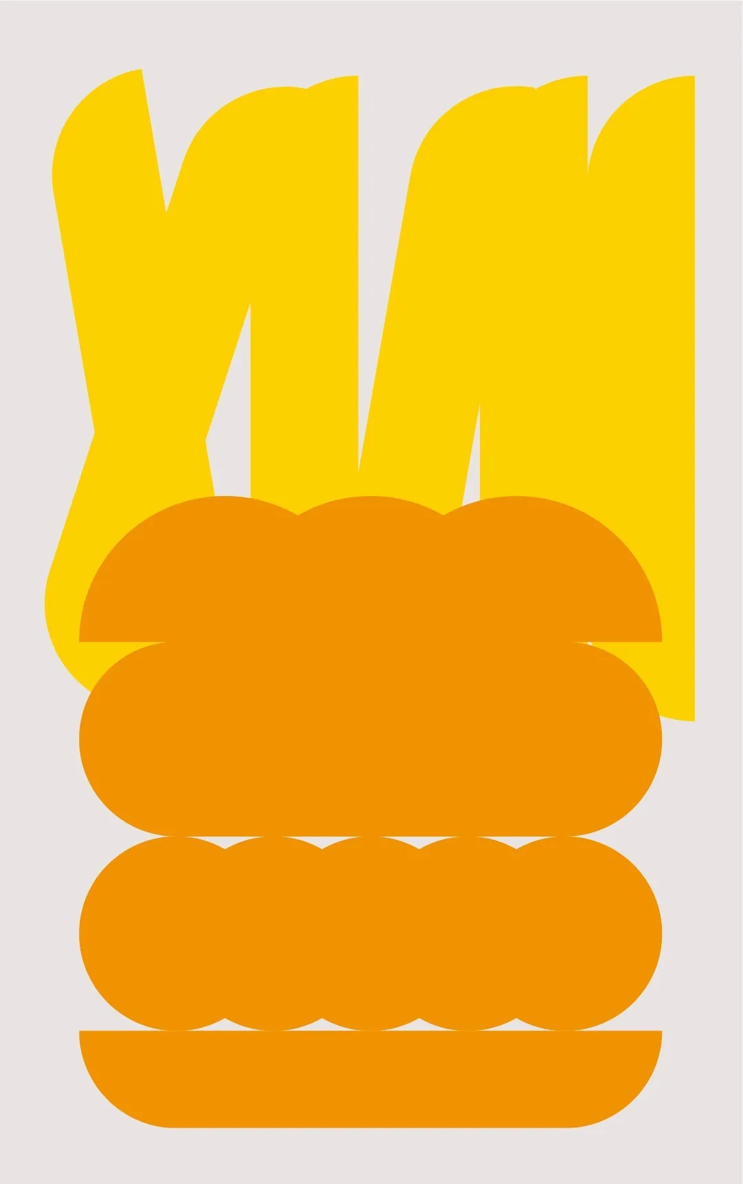 Illustration oranger Burger und gelbe Pommes für  Lokal Hunger und Durst